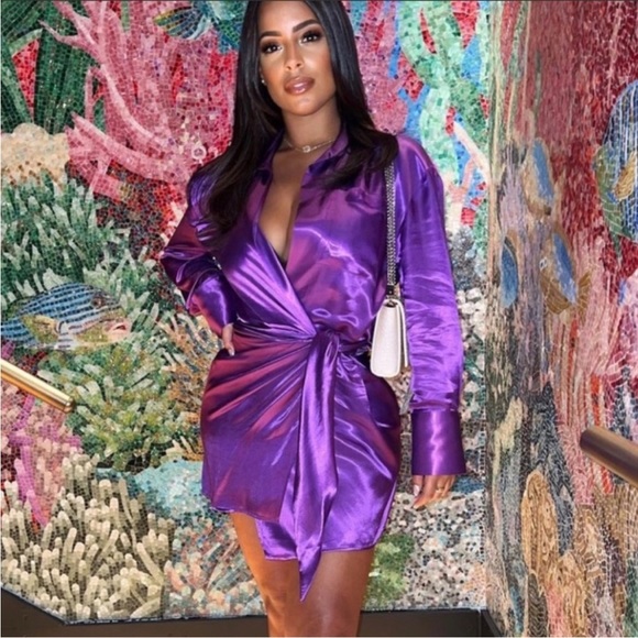 Zara purple satin tie side mini dress - Picture 11 of 13